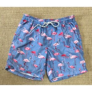 Maamgic Flamingo Swim Trunks Shorts Mens Size Small Blue Pink